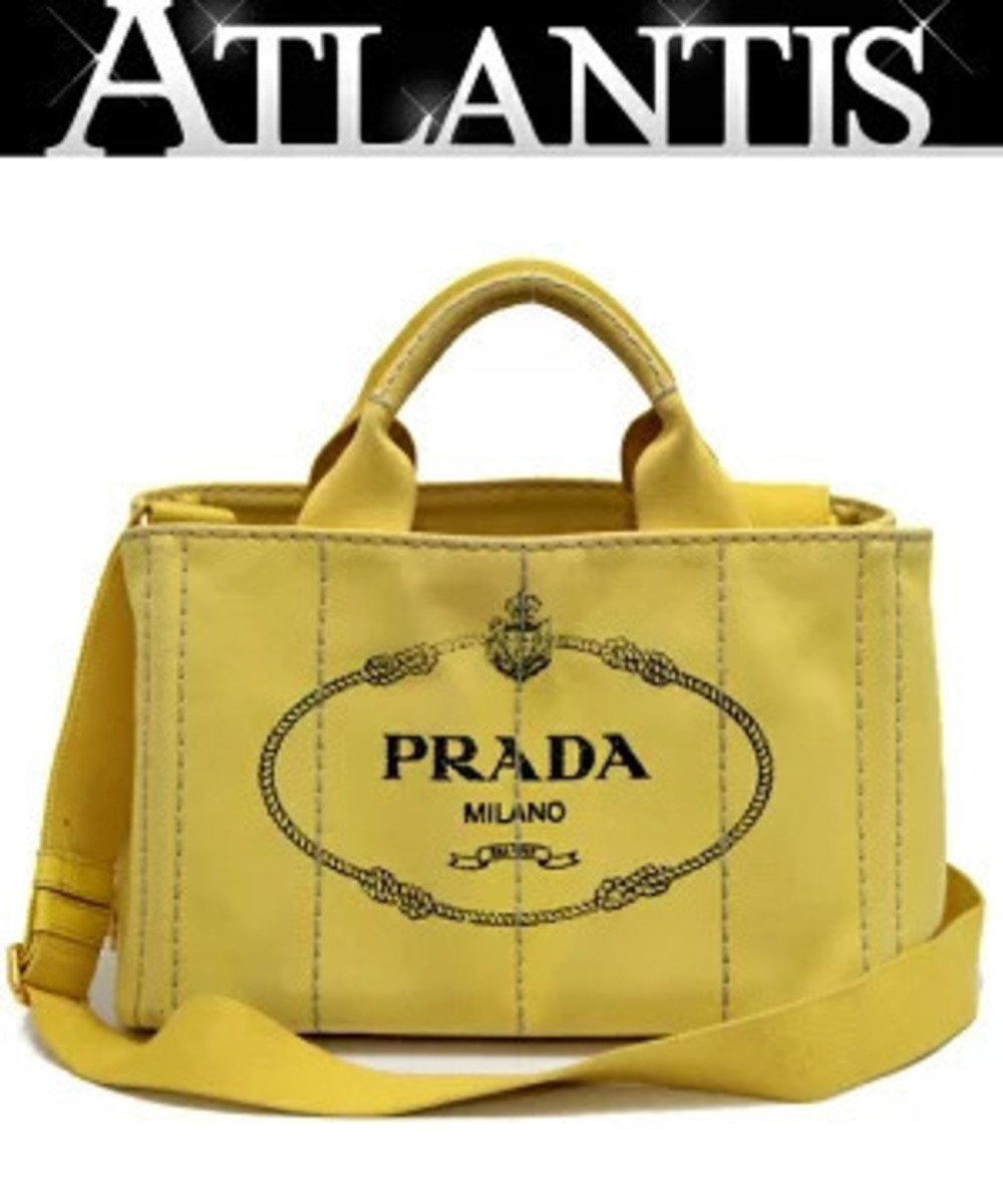 Prada Canapa Tote Bag Canvas Yellow